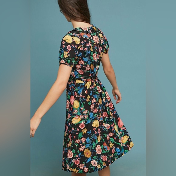 Maeve Anthropologie Bloedel Floral Midi Dress US 8 Pockets Side Zip - Picture 2 of 6